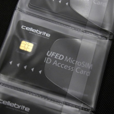2CNTWMC SIM cards using for Cellebrite UFED TOUCH, a device for the data extraction from mobile device such as mobile phone or smart phone, are seen at Tokyo office of Japanese electronics maker Sun Corp. during a photo opportunity in Tokyo March 30, 2016.  Israel's Cellebrite, a subsidiary of Japan's Sun Corp and a provider of mobile forensic software, is helping the U.S. Federal Bureau of Investigation's attempt to unlock an iPhone used by one of the San Bernardino, California shooters, the Yedioth Ahronoth newspaper reported on March 23, 2016. REUTERS/Issei Kato