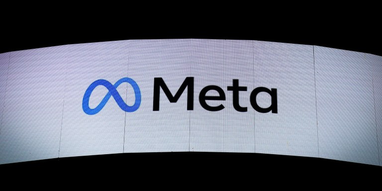 A logo of Meta Platforms company is seen during an event in Mumbai, India, 20 September, 2023. (Photo by Niharika Kulkarni/NurPhoto via AP)