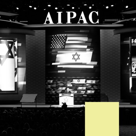 Benjamin Netanyahu, speaking live via video at the American Israel Public Affairs Committee Policy Conference, on March 1, 2020, in Washington, D.C.