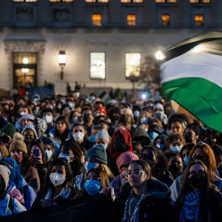 NEW YORK, NEW YORK - NOVEMBER 14: Students participate in a protest in support of Palestine and for free speech at Columbia University campus on November 14, 2023 in New York City. The university suspended two student organizations, Students for Justice in Palestine, and Jewish Voices for Peace, for violating what was called university policies. The tense atmosphere at many college campuses has increased as student groups, activists and others have protested both in support of Israel and of Palestine. (Photo by Spencer Platt/Getty Images)